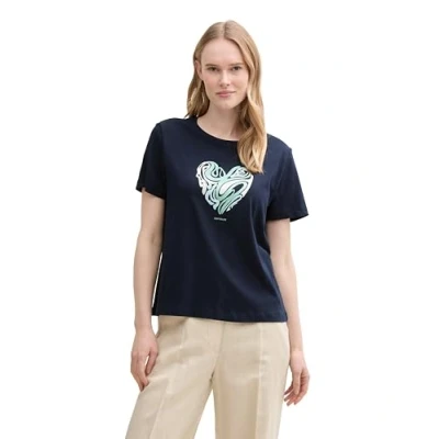 Abbildung von TOM Tailor Basic CREW NECK Tshirt print, Damen, Größe: XL, Dark blue
