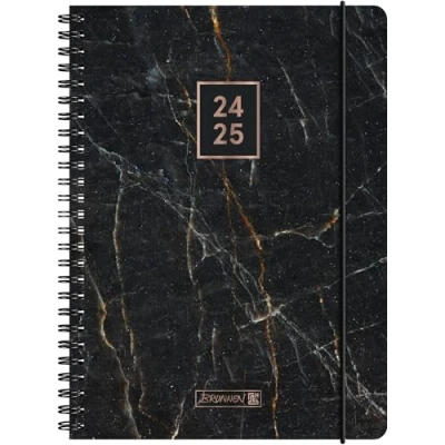 Abbildung von BRUNNEN Schülerkalender (2024/2025) „Black Marble“, 2 Seiten = 1 Woche, A5, 208 Seiten, schwarz