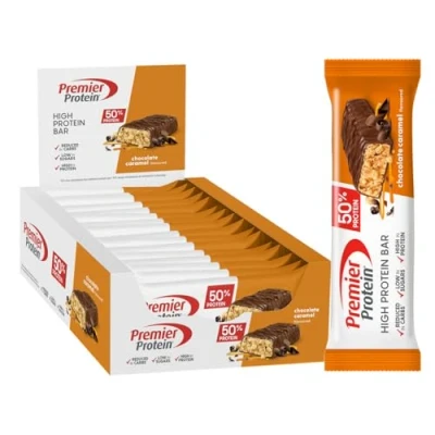 Abbildung von Premier Protein High Bar 50% Chocolate Caramel 16x40g Low Sugar Carb palmölfrei