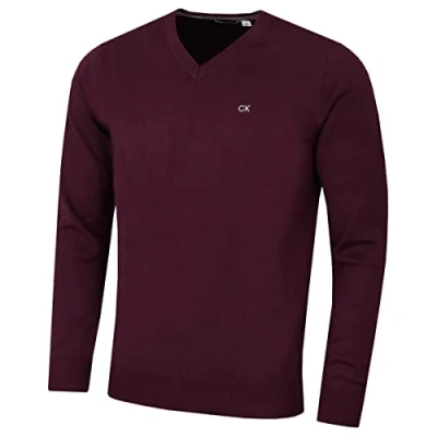 Abbildung von Calvin Klein Herren V Ausschnitt Soft Cotton Pullover French Burgundy XXXXL
