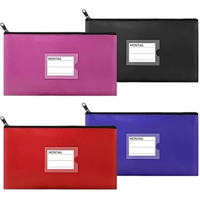 Abbildung von Alumuk Elegante Bankmappe Banktasche 4 Stück Geldbeutel Geldtasche Etui für Geldscheine PU mit Reißverschluss auch Stifteeui Kosmetiktasche Transporttasche 27 x 15cm (Bunt b)
