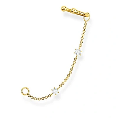 Abbildung von Thomas Sabo Einzel Ohrklemme weiße Steine gold vergoldetes Silber EC0021 414 14