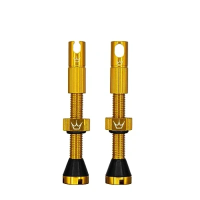 Abbildung von Peaty&#039;s X Chris King MK2 Tubeless Ventile Presta Integrierte Speichenschlüssel und Ventilkern, Mountainbike , Straßen Gravel Fahrradreifen, Einsatzkompatibel, 7075 Aluminium 42 mm, Gold