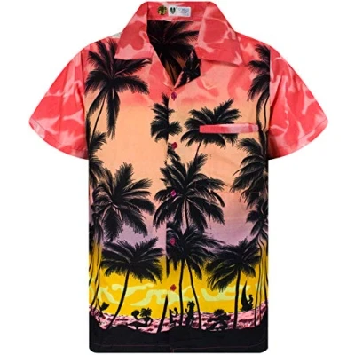 Abbildung von V.H.O. Funky Hawaii Hemd, Herren, Kurzarm, Beach, Eclectic Rot, M