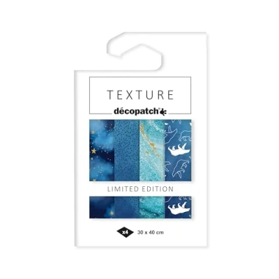 Abbildung von Décopatch TD900C Packung mit 4 Bogen Papier 30x40 cm, Texture Metallic Effekt, Weihnachten Arktis, 1 Pack