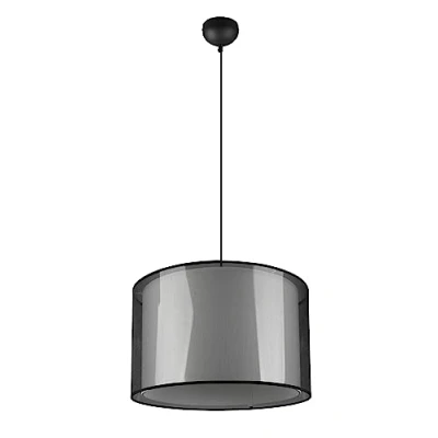 Abbildung von Trio Leuchten Deckenleuchte Burton 611400532, Metall Schwarz matt, Schirm Stoff weiß, exkl. 5x E27