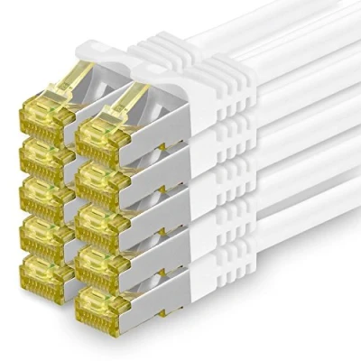 Abbildung von Cat.7 Netzwerkkabel 1m Weiß 10 Stück Cat7 Ethernetkabel Netzwerk LAN Kabel Rohkabel Gb s SFTP PIMF LSZH Set Patchkabel mit Rj 45 Stecker Cat.6a
