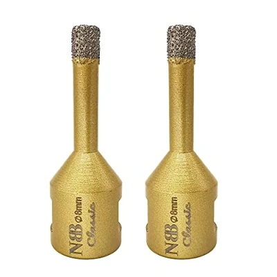 Abbildung von NBB vakuumgelötete Diamant lochsäge mit M14, Klassischer goldener Typ, zum Trocken oder Nass bohren auf Porzellan, Keramik, Fliesen, Granit, Marmor, schnell, langlebig, für Winkelschleifer (2, 8mm)