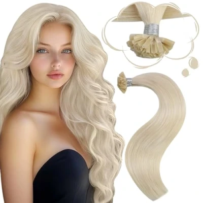 Abbildung von Moresoo Extensions Echthaar Bondings Blond 1g Remy Keratin U Tip Platinblond Hot Fusion Bonding Haarverlängerung 50 Stück 50g cm