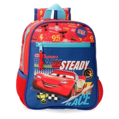 Abbildung von Joumma Disney Cars Lets Race Schulrucksack, aus Polyester, Taschen und Fächer, breite verstellbare Träger., rot, Rucksack 28