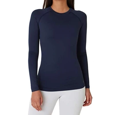 Abbildung von TCA Thermounterwäsche Damen Extra Warm Thermo Unterwäsche für Sport Thermoshirt Funktionsshirt Langarm Kompressions Laufoberteil Dunkelblau, S