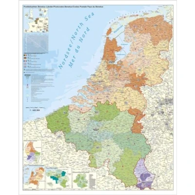 Abbildung von Benelux Länder Postleitzahlen Wandkarte Poster NEUE AUFLAGE