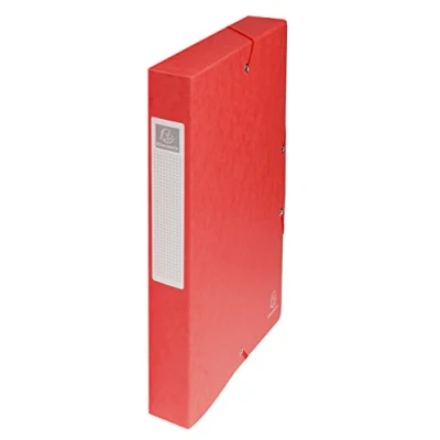Abbildung von Exacompta 50405E 1 Abheftbox mit Gummibändern Exabox aus Glanzkarton 600g/m2 Rückseite 4 cm Maße 25 x 33 für A4 Dokumente Farbe Rot wird montiert geliefert