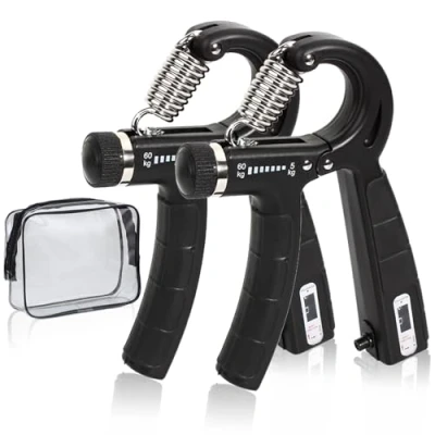 Abbildung von Handtrainer,2er Set Handtrainer Unterarmtrainer,Verstellbarer Griff 5 60 kg,Hand Unterarm Trainingsgerät,Grip Griffkraft Trainer,Rutschfester Griff,Für Sportler und Wiederherstellung der Hand (Black)