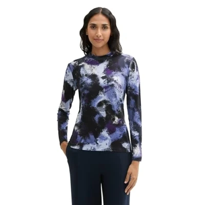 Abbildung von TOM Tailor Langarmshirt, Damen, Größe: Medium, Artistic watercolor design