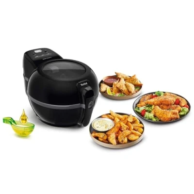 Abbildung von Tefal FZ7228 ActiFry Extra Heißluftfritteuse AirFryer mit Rührarm, kein Schütteln 1550 W 1,2 kg für 6 Personen High Speed Airflow Timer ‎energiesparend gesunde Friteuse ohne Öl Schwarz