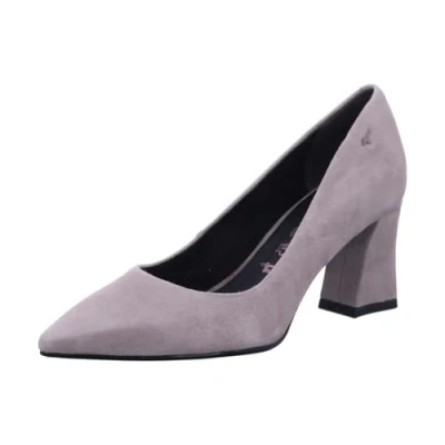 Abbildung von Tamaris Damen Pumps Leder Blockabsatz bequem; Light Grey, EU 39