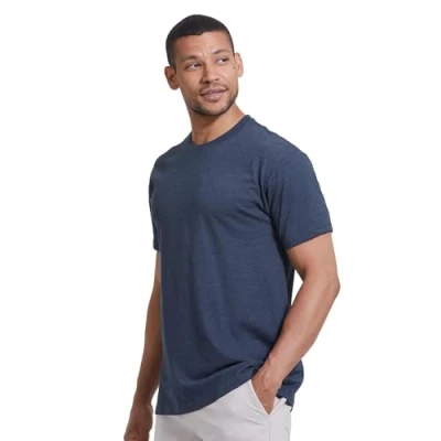 Abbildung von True Classic Herren T Shirt mit Rundhalsausschnitt und kurzen Ärmeln, Pack of 1, Heather Navy, L