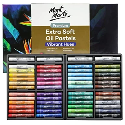 Abbildung von Mont Marte Extra weiche Ölpastellkreide, 52 Stück, Verschiedene helle Farben, lebendig, Vielseitige Art Pastels zum Mischen, Schichten Schattieren, Ideal für Kunst, Handwerk, Färben und Skizzieren