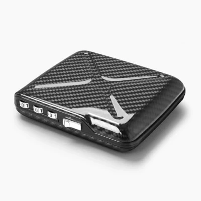 Abbildung von OGON Aluminium Code Geldbörse Wallet Der Pocket Safe Anti RFID Kartenhalter Kapazität für 10 Karten und Banknoten (Echte Kohlefaser)
