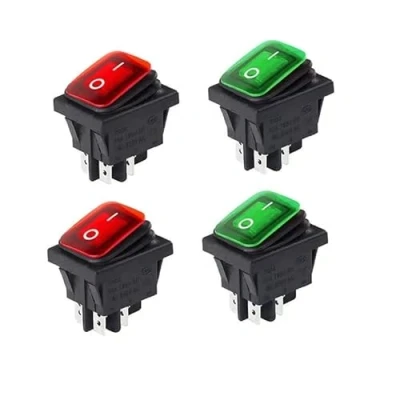 Abbildung von Switian 4Pcs 220V AC DPST 4 Pins 2 Position EIN/Aus LED Licht beleuchtet wasserdichter Kippschalter Kippschalter（2 Rot/2 Grün ）