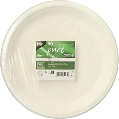 Abbildung von 50 Teller, Zuckerrohr &quot;pure&quot; ungeteilt Ø 26 cm · 2 weiss