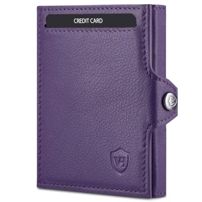 Abbildung von VON HEESEN Slim Wallet mit RFID Schutz Mini Geldbörse Herren &amp; Damen klein Kreditkartenetui Geldklammer Kartenetui Geldbeutel Portmonee Portemonnaie (Violet)