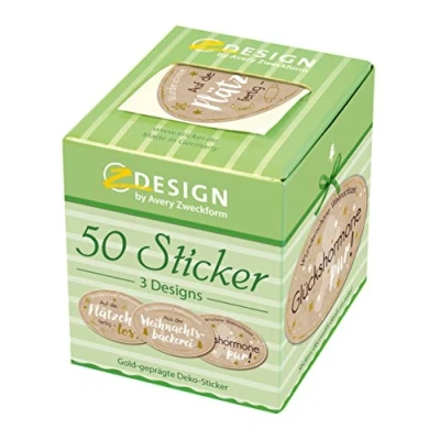 Abbildung von AVERY Zweckform Aufkleber Weihnachten 50 Stück Art. 56862 (Weihnachtssticker, ablösbare Papiersticker mit Silberprägung 58x38 mm im Spender, beschriftbar, Weihnachtsgeschenke) Sticker auf Rolle