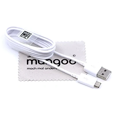 Abbildung von Ladekabel für Original Samsung Datenkabel Galaxy S7, S7 Edge, S6, S6 Tab 4, A (2016), E, S, S2 USB Micro 1,2m mit mungoo Displayputztuch