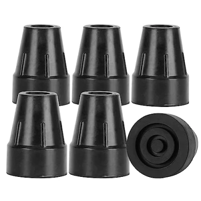 Abbildung von supregear Krückenspitzen, 6er Pack Heavy Duty Gummispitzen Rutschfeste und Langlebige Ersatz Krückenspitze für Standard Gehstöcke klappbare mit 22 mm Durchmesser, Schwarz