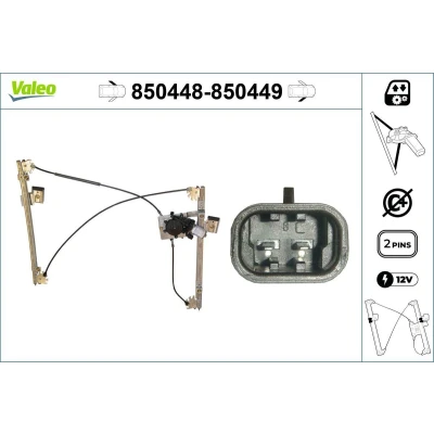 Abbildung von Valeo Fensterheber vorne links elektrisch mit Elektromotor ohne Komfortfunktion 850448 VOLKSWAGEN: Polo III Hatchback