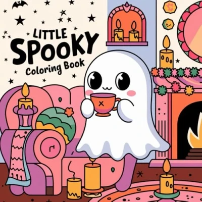 Abbildung von Little Spooky Coloring Book: Relax with Charming Creepy Creatures and Cozy Hygge Scenes for Adults Teens .