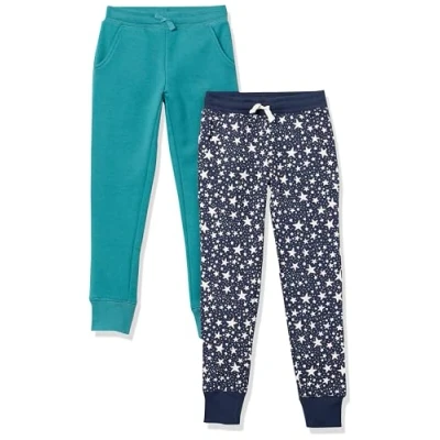 Abbildung von Amazon Essentials Mädchen Jogginghosen, 2er Pack, Blaugrün/Marineblau Sterne, 8 Jahre