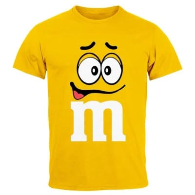 Abbildung von MoonWorks® Herren T Shirt Fasching Karneval M Aufdruck Gruppen Kostüm Verkleidung Last Minute Faschingskostüme Männer Funshirt 3 gelb XL