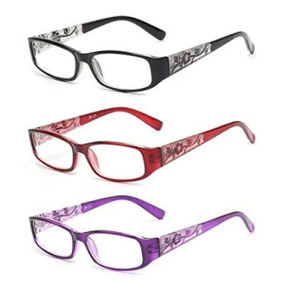 Abbildung von JM 3 Pack Damen Lesebrille Federscharnier Vintage Rechteckig Leser für Weib +2.0 Mix