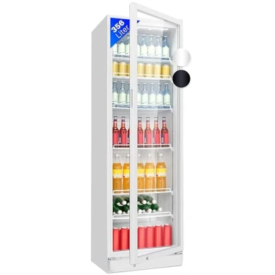 Abbildung von Bomann® Kühlschrank mit Glastür Getränkekühlschrank abschließbar 6 höhenverstellbare Ablagen 30kg je Ablage 347 Liter groß Flaschenkühlschrank m. LED Licht KSG 7351 weiß