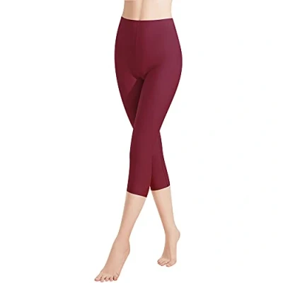 Abbildung von Libella 1er Pack Damen Leggings 3/4 Hose aus Baumwolle Capri mit Hohe Taille bunt Slim Fit Fitnesshose Mehrfarbig 4161 Wein L