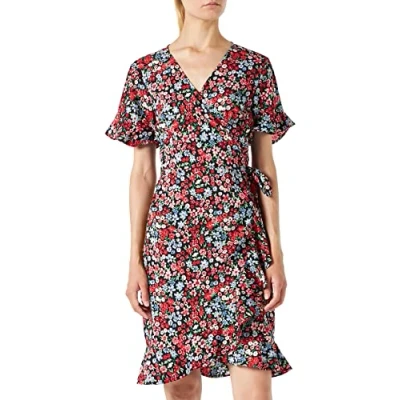 Abbildung von ONLY Onlolivia WRAP Dress Freizeitkleid, Damen, Größe: 38, Black/red