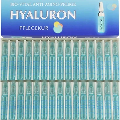Abbildung von Hyaluron Bio Vital Anti Aging Pflegekur 60 ml hochkonzentrierte Hyaluronsäure, 30 Ampullen á 2 ml, gegen Falten Made in Germany von STREHLER DESIGN