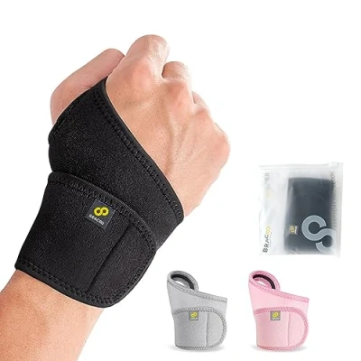 Abbildung von Bracoo WS10 Handgelenk Bandagen für Männer und Damen Verstellbar Bandage Linke Rechte Handgelenkstütze Sport Alltag (Schwarz)