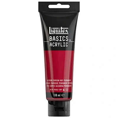 Abbildung von Liquitex 8870012 Basics Acrylfarbe, monopigmentierte Künstlerpigmente, lichtecht, mittlere Viskosität, Archivqualität, seidenglänzender Finish, 118ml Tube Karmesinrot Farbton