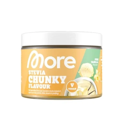 Abbildung von MORE Stevia Chunky Flavour, Pure Vanilla, 150 g, vegan, Geschmackspulver zum Süßen, ohne viel Zucker und Kalorien, mit Inulin Laktase made in Germany