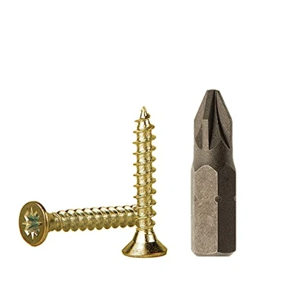 Abbildung von 100 Stück gelb verzinkt Stahl 3,0 x 20 mm Holzschrauben Spanplattenschrauben Universal Pozi Drive Schraube PZ Vollgewinde Pozidriv Senkkopf (100, mm)
