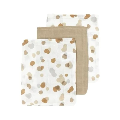 Abbildung von Meyco Baby Stains Waschhandschuhe, 3 teilig (Waschlappen, Babywaschlappen aus 100% Baumwolle, saugstark &amp; schnelltrocknend, multifunktional), Sand