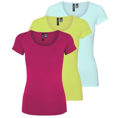 Abbildung von VERO MODA Damen VMMAXI My Soft SS U Neck GA 3Pack, Bright Rose, Wild Lime, Dusty Aqua, XL