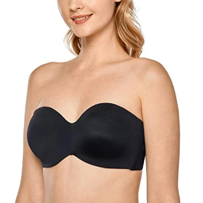 Abbildung von DELIMIRA Damen Minimizer Trägerloser BH mit Bügel ohne Polster Geformte Cups Schwarz 95F