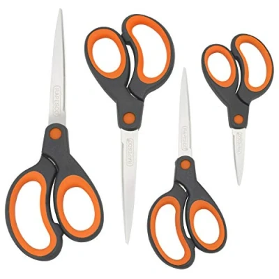 Abbildung von Rapesco 1577 Soft Grip Griff Scheren, Schwarz/Orange, 4 Stück