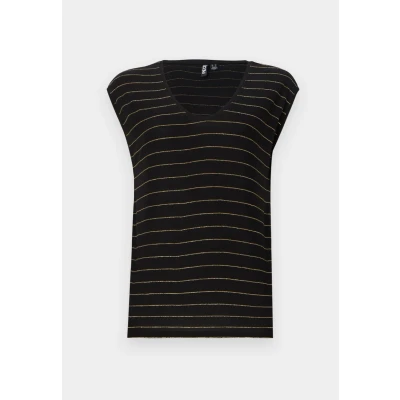 Abbildung von Pieces Pcbillo TEE Stripes Tshirt print, Damen, Größe: XS, Black/gold