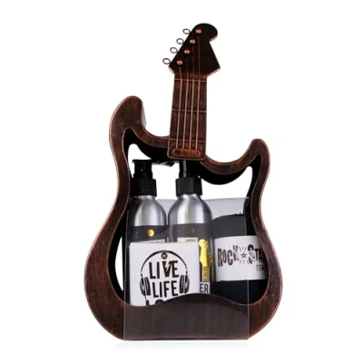 Abbildung von Accentra Geschenkset in Metall GITARRE, inkl. Duschgel, Bodylotion, Seife und kleines Handtuch Ausgefallenes Geschenk Set für besondere Anlässe wie Muttertag, Vatertag, Geburtstag oder Ostern
