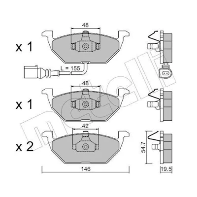 Abbildung von metelligroup 22 0211 2 Bremsbeläge, Made in Italy, Ersatzteile für Autos, ECE R90 zertifiziert, Kupferfrei